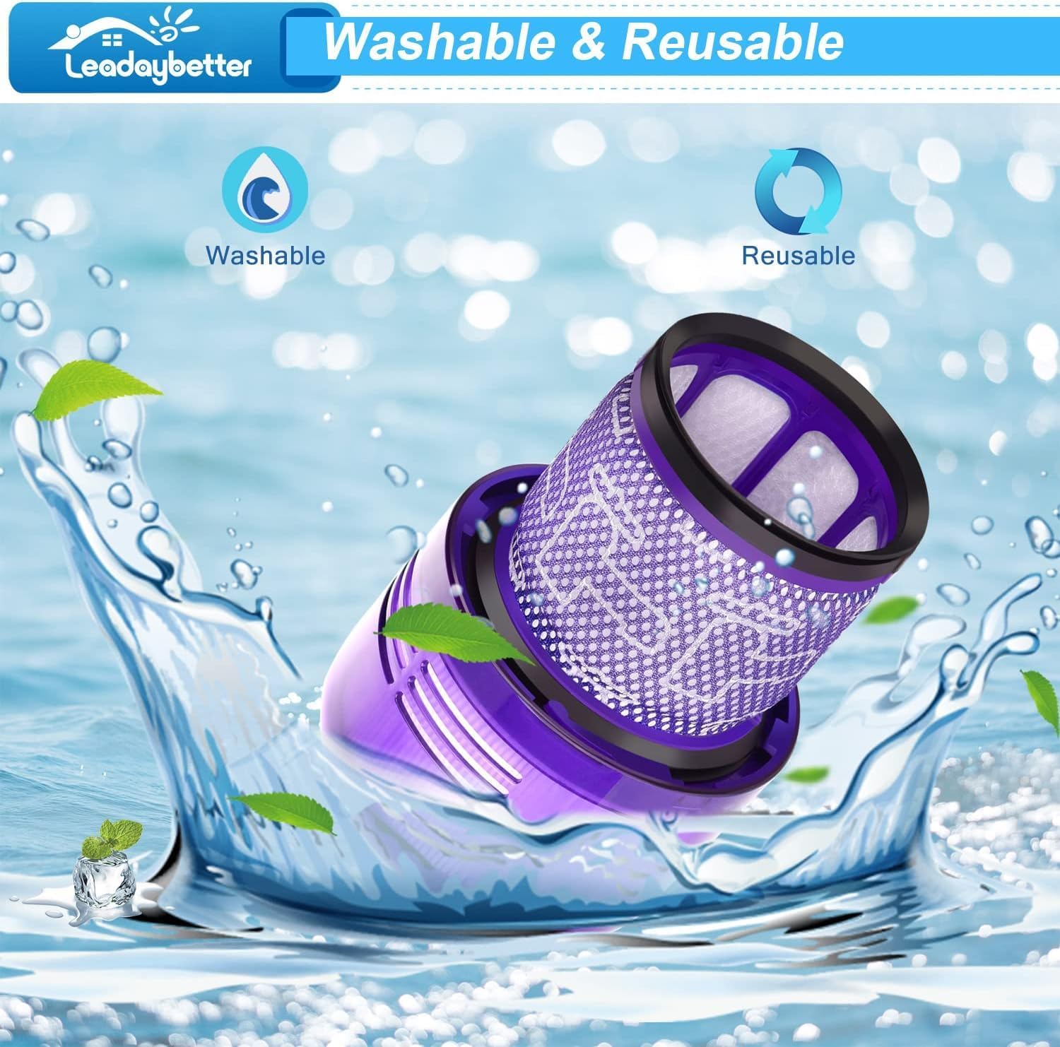 Filter Replacement for Dyson V11 SV14 SV15 SV17 SV28 Animal Extra Torque Drive Complete, V15 SV22 SV47 Detect Submarine Vacuum, Compare to Part 970013-02, 3 Pack