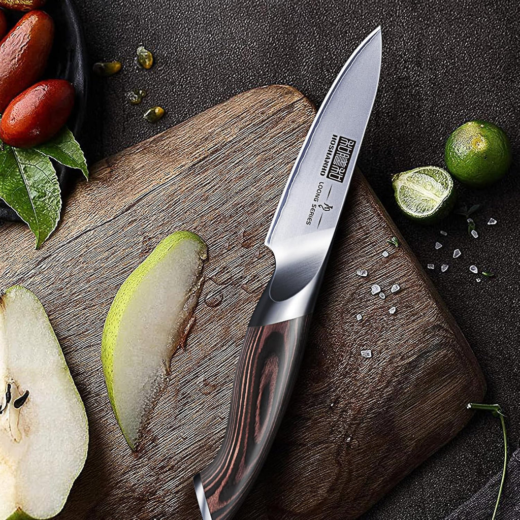 3.75 inch Paring Knife, Japanese High Carbon Stainless Steel Small Kitchen Knives, Ultra Sharp Fruit Knife with Ergonomic Pakkawood Handle