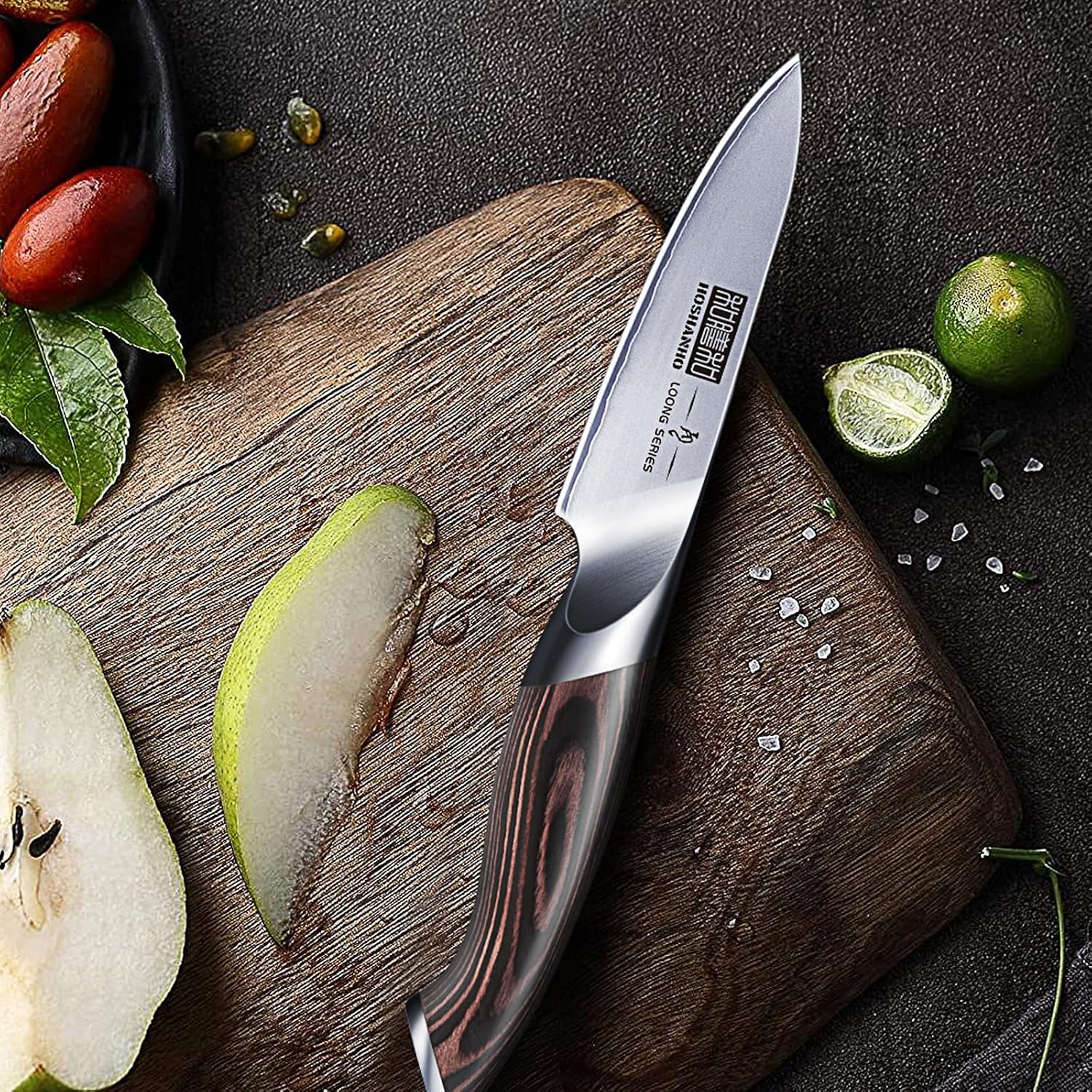 3.75 inch Paring Knife, Japanese High Carbon Stainless Steel Small Kitchen Knives, Ultra Sharp Fruit Knife with Ergonomic Pakkawood Handle